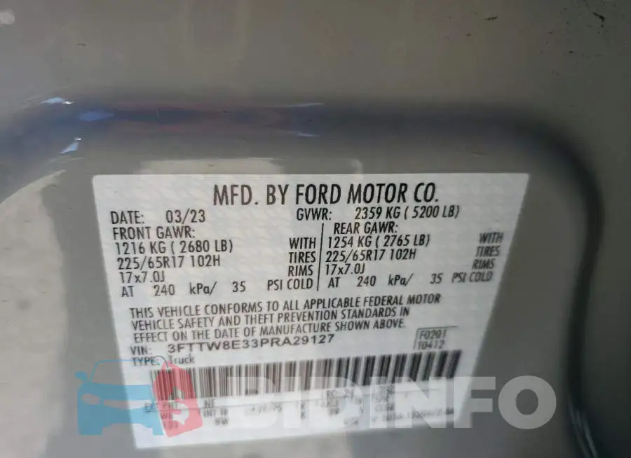 3FTTW8E33PRA29127 Photo# 12