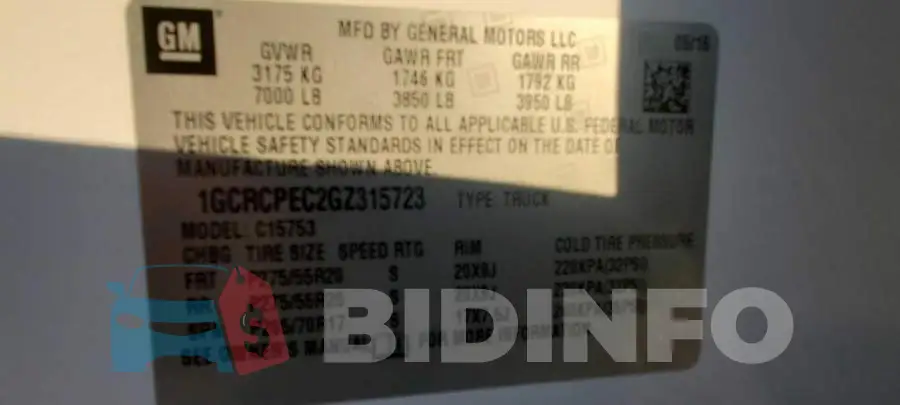 1GCRCPEC2GZ315723 Photo# 10