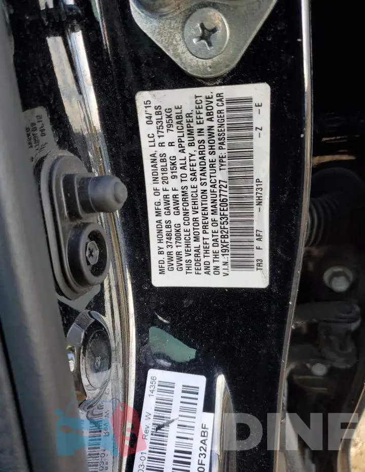 19XFB2F53FE067727 Photo# 12