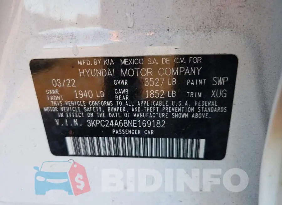 3KPC24A68NE169182 Photo# 12