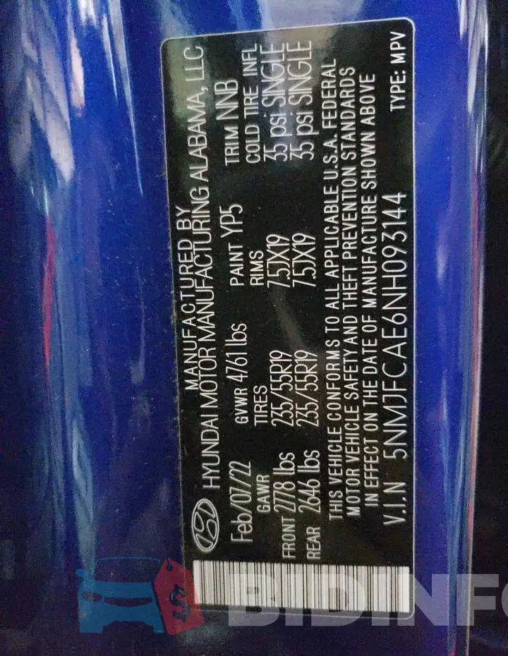 5NMJFCAE6NH093144 Photo# 12
