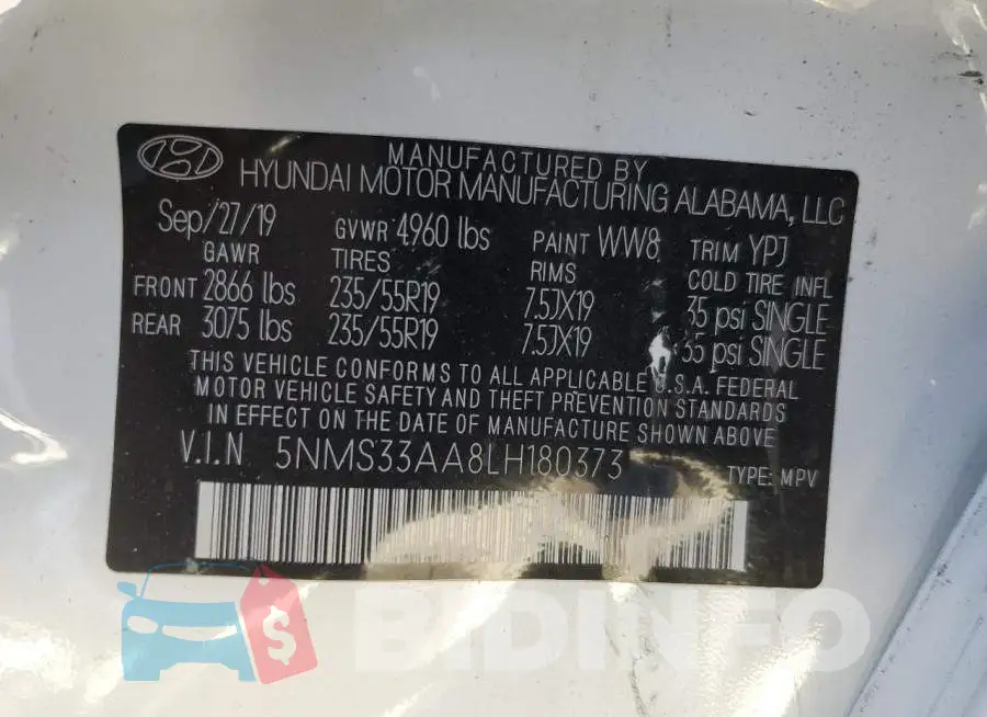 5NMS33AA8LH180373 Photo# 14