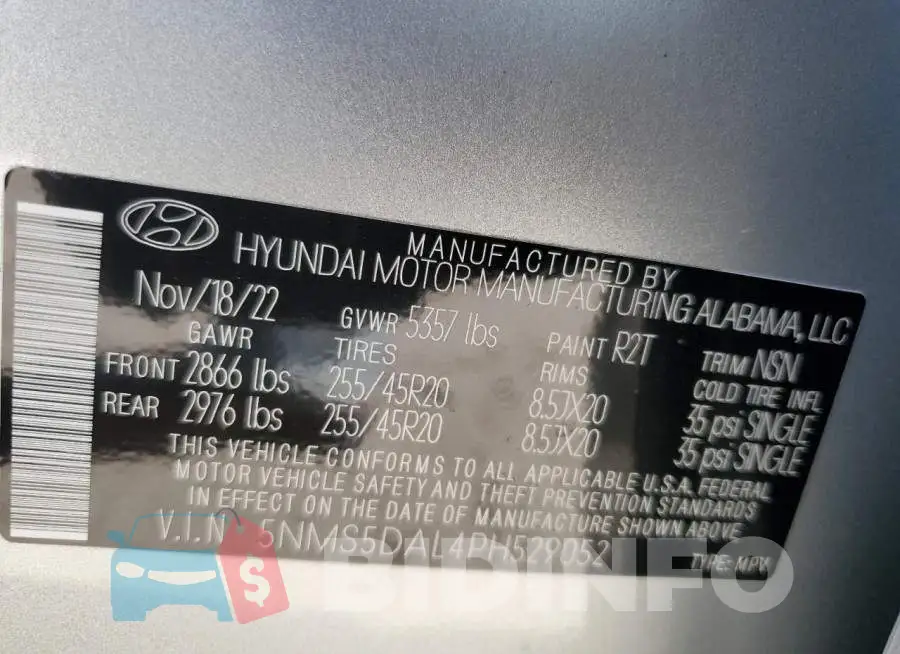 5NMS5DAL4PH529052 Photo# 13