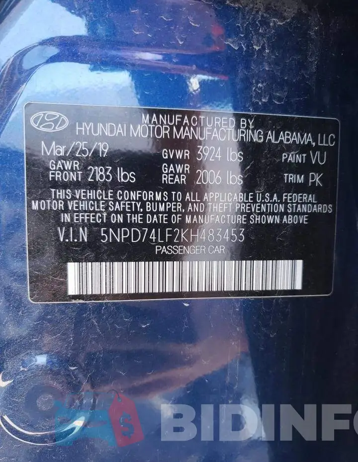 5NPD74LF2KH483453 Photo# 12