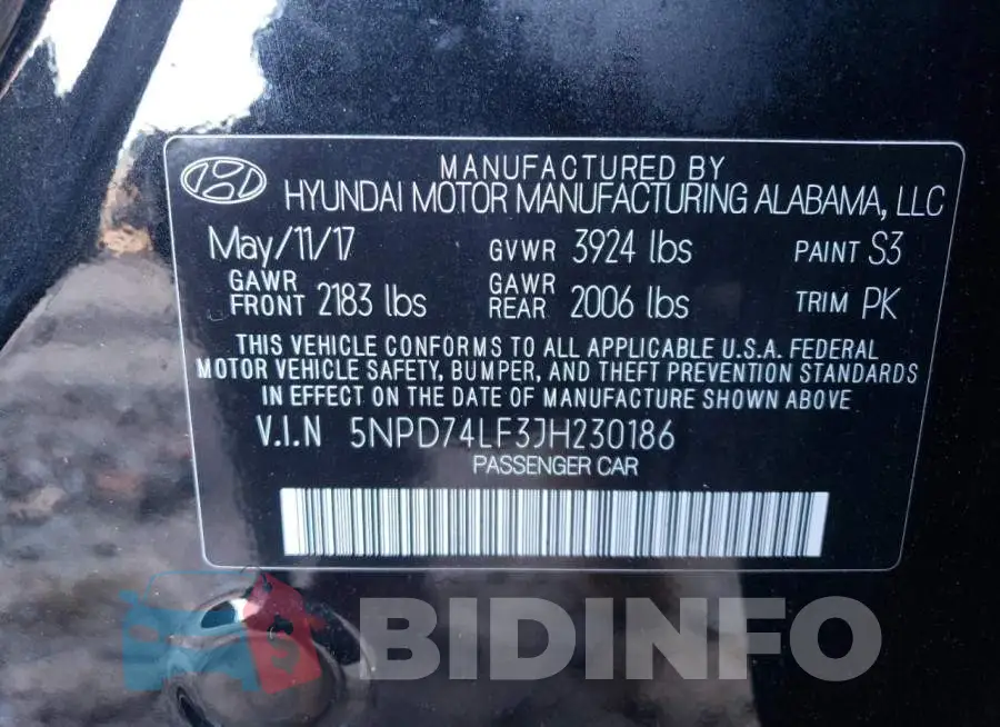 5NPD74LF3JH230186 Photo# 12
