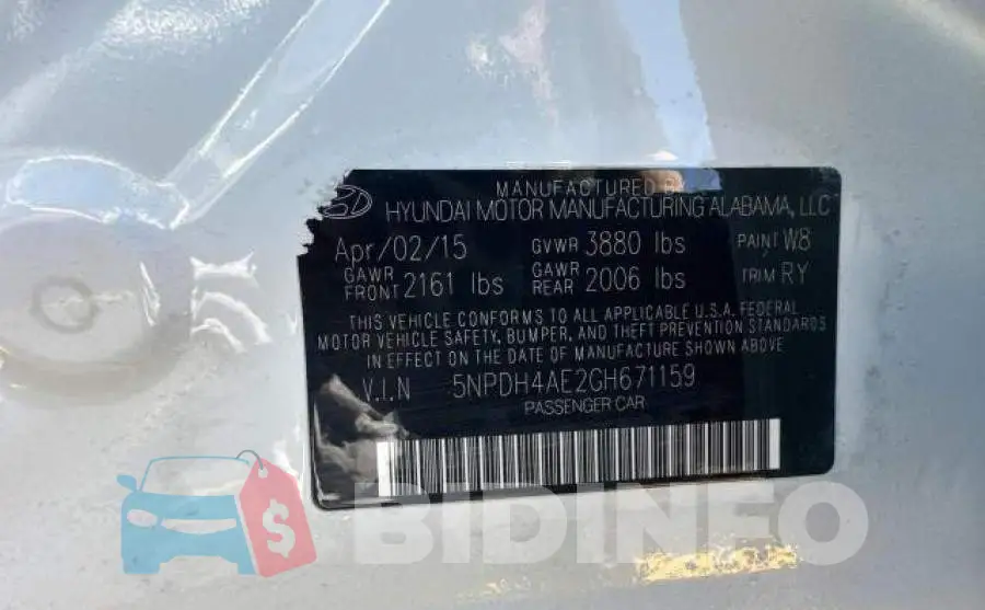 5NPDH4AE2GH671159 Photo# 10