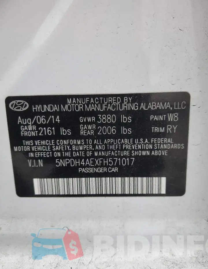 5NPDH4AEXFH571017 Photo# 13
