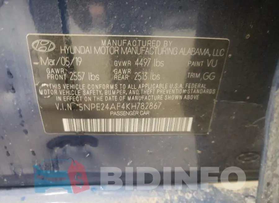 5NPE24AF4KH782867 Photo# 12