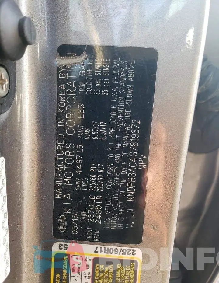 KNDPB3AC4G7819372 Photo# 12