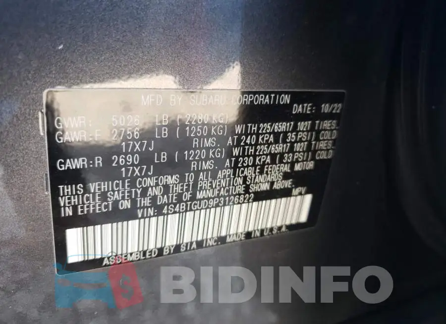 4S4BTGUD9P3126822 Photo# 13