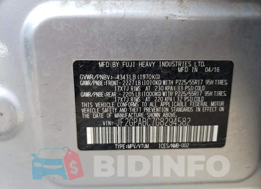JF2GPABC7G8294582 Photo# 12