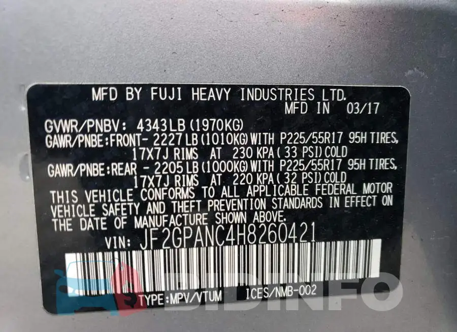 JF2GPANC4H8260421 Photo# 12