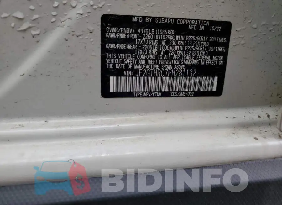 JF2GTHRC7PH281132 Photo# 12