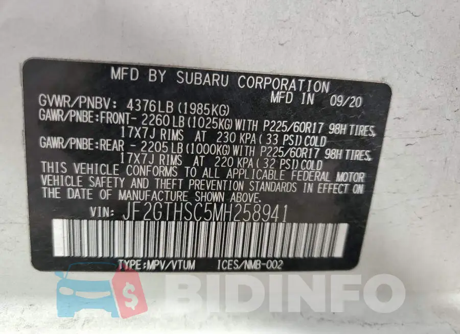JF2GTHSC5MH258941 Photo# 13