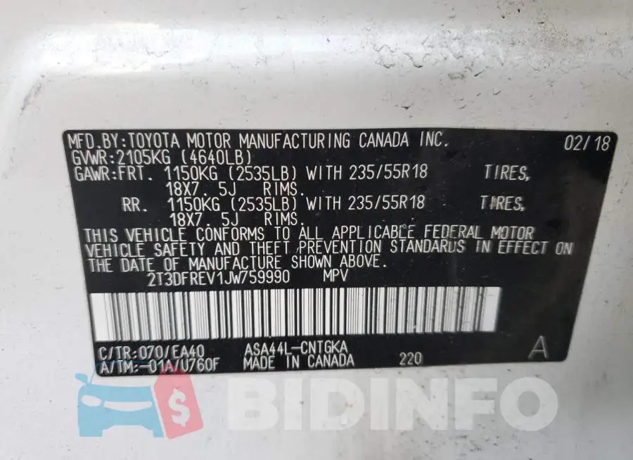 2T3DFREV1JW759990 Photo# 13