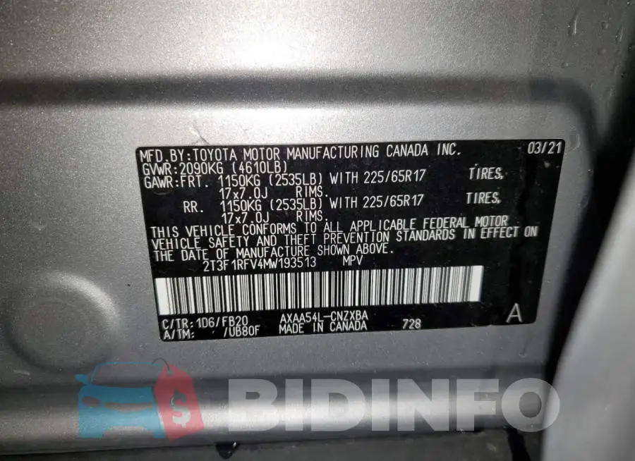2T3F1RFV4MW193513 Photo# 12