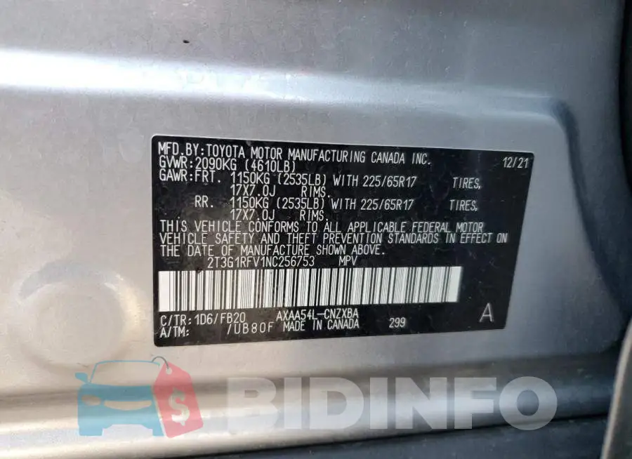 2T3G1RFV1NC256753 Photo# 12