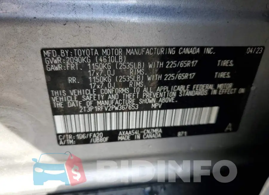 2T3P1RFV2PW367653 Photo# 12