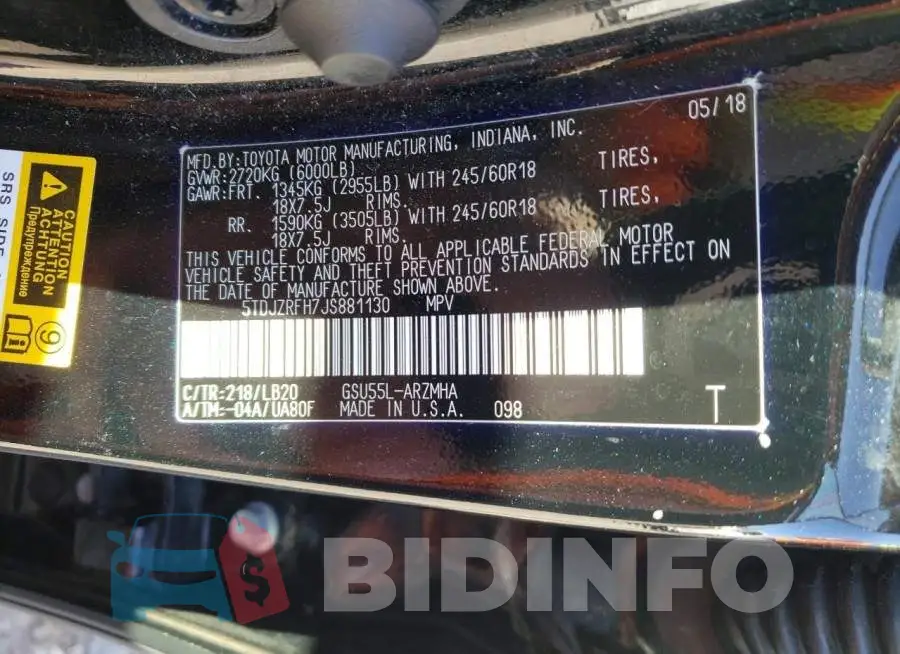 5TDJZRFH7JS881130 Photo# 12