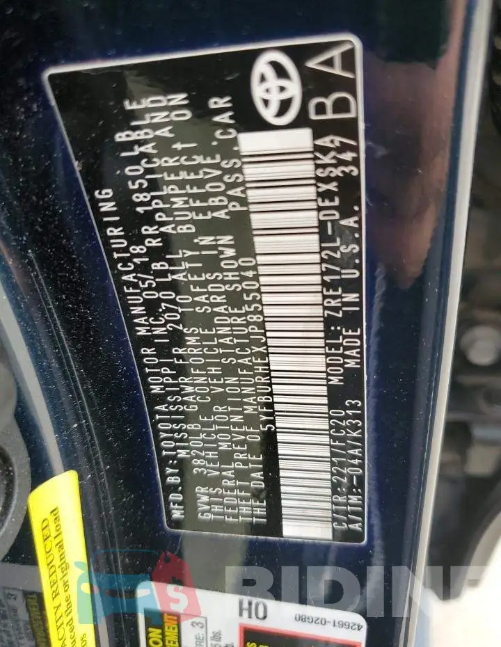 5YFBURHEXJP855040 Photo# 12