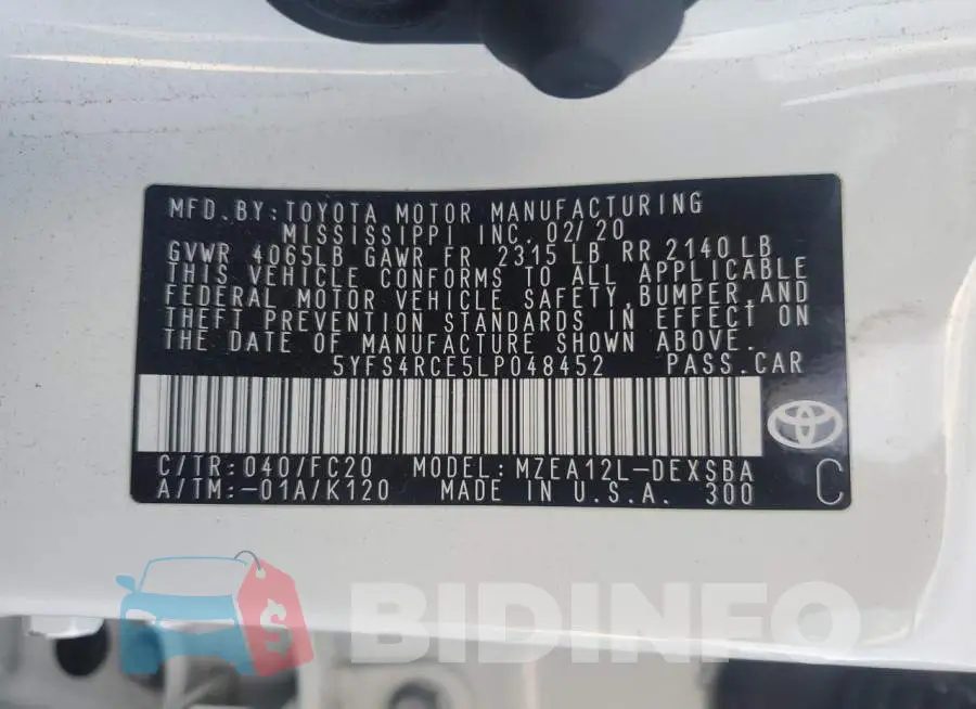 5YFS4RCE5LP048452 Photo# 13