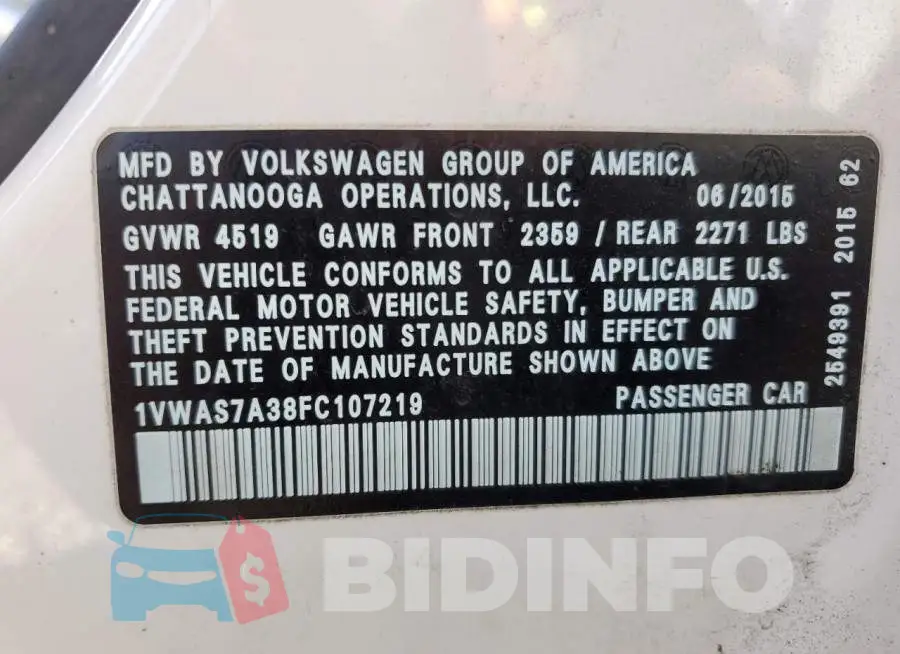 1VWAS7A38FC107219 Photo# 12