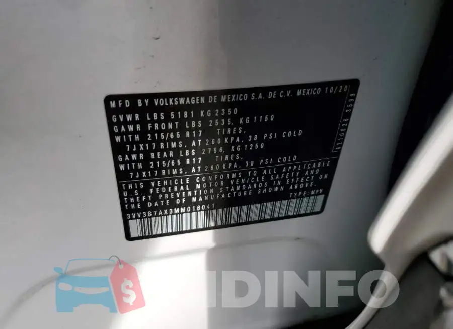 3VV3B7AX3MM018041 Photo# 14