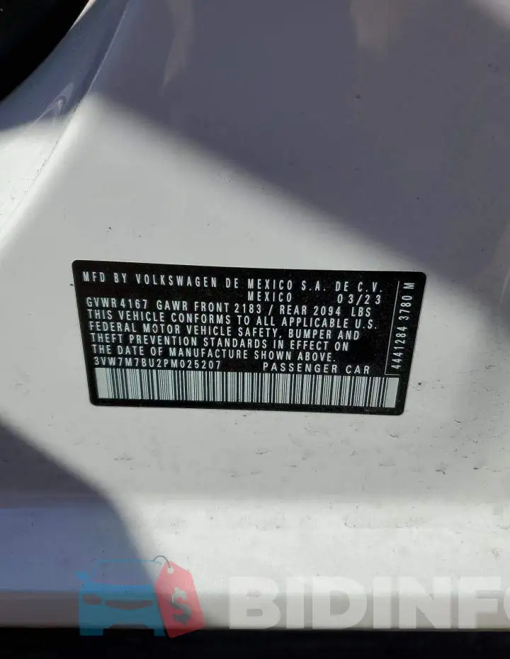 3VW7M7BU2PM025207 Photo# 12