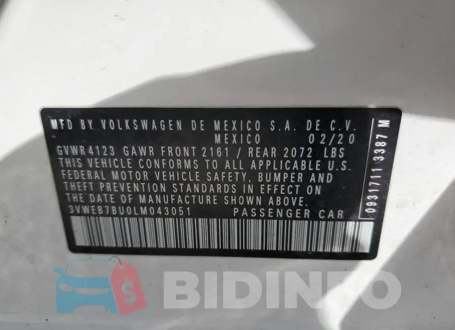 3VWEB7BU0LM043051 Photo# 12