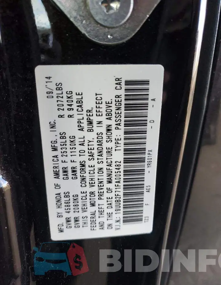 19UUB2F71FA005482 Photo# 12