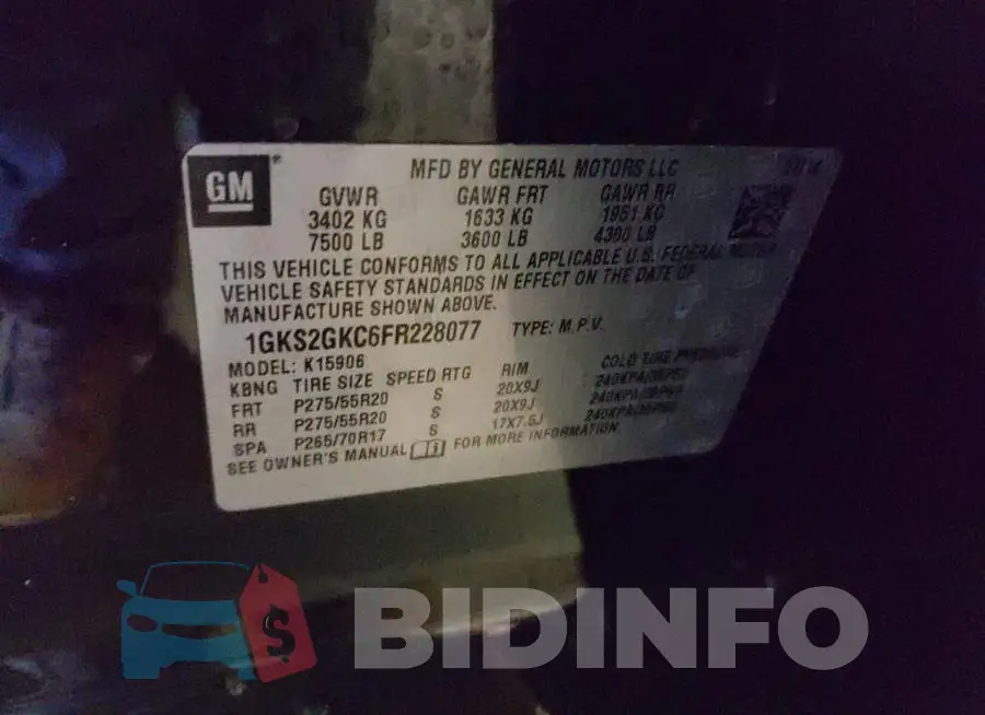 1GKS2GKC6FR228077 Photo# 13