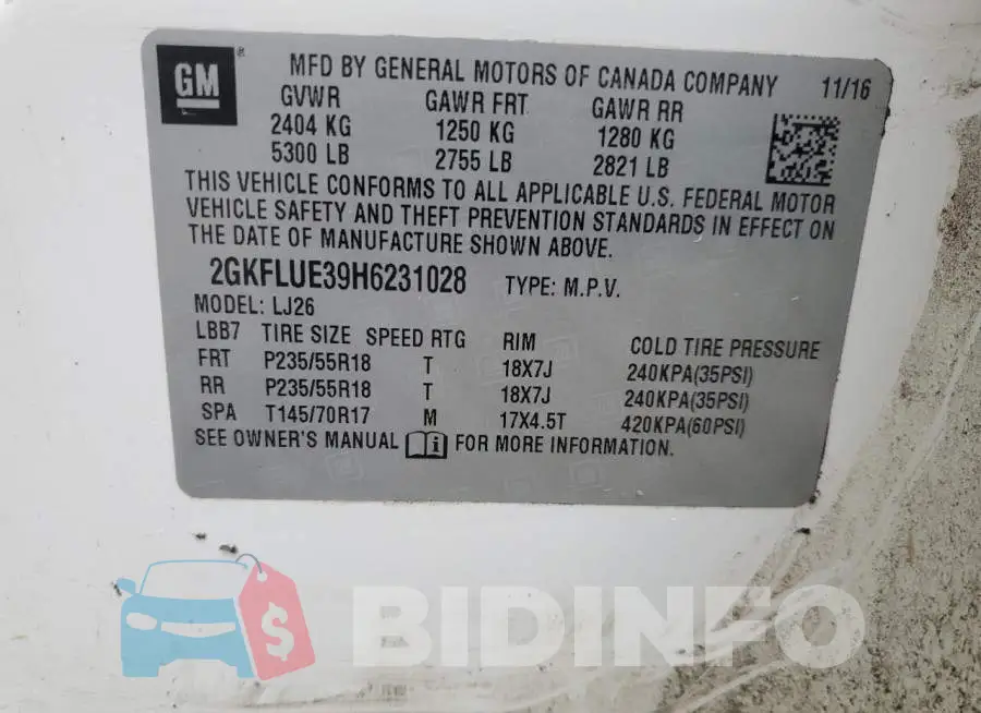 2GKFLUE39H6231028 Photo# 13