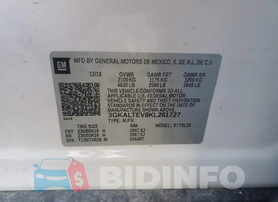 3GKALTEV8KL261727 Photo# 13