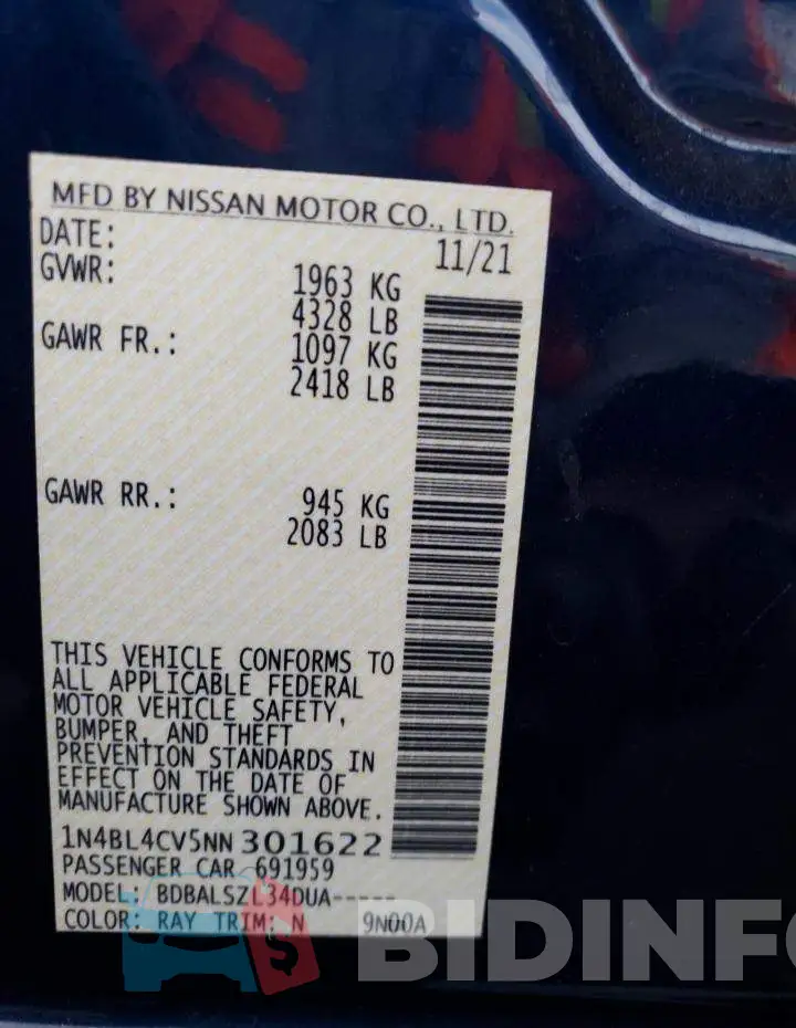 1N4BL4CV5NN301622 Photo# 12