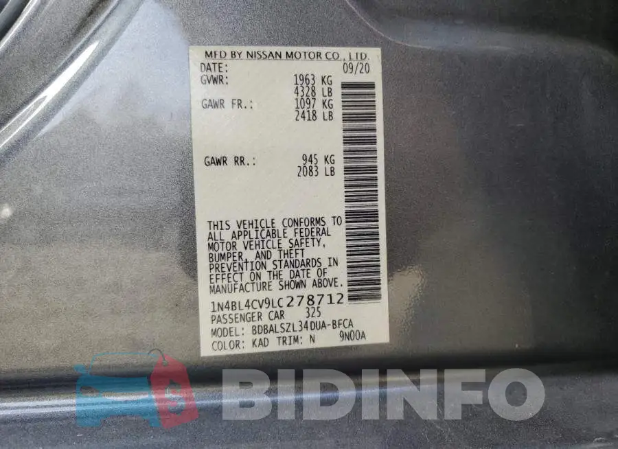 1N4BL4CV9LC278712 Photo# 12