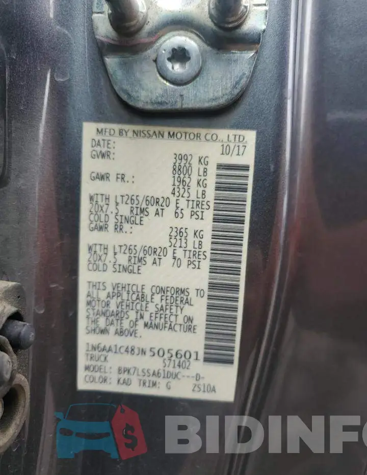 1N6AA1C48JN505601 Photo# 13