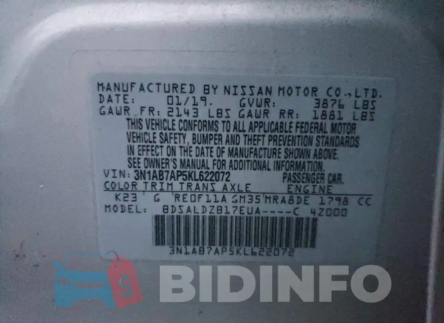 3N1AB7AP5KL622072 Photo# 12