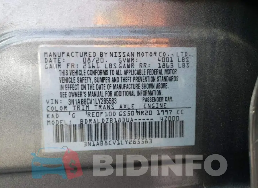 3N1AB8CV1LY285583 Photo# 12