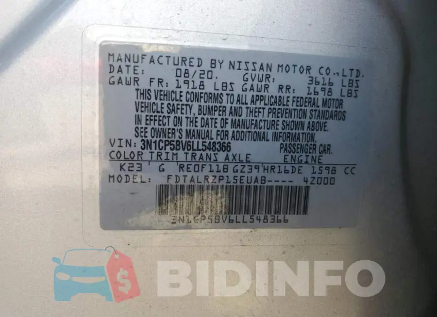 3N1CP5BV6LL548366 Photo# 13