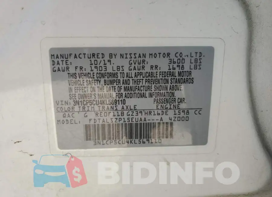 3N1CP5CU4KL569110 Photo# 13