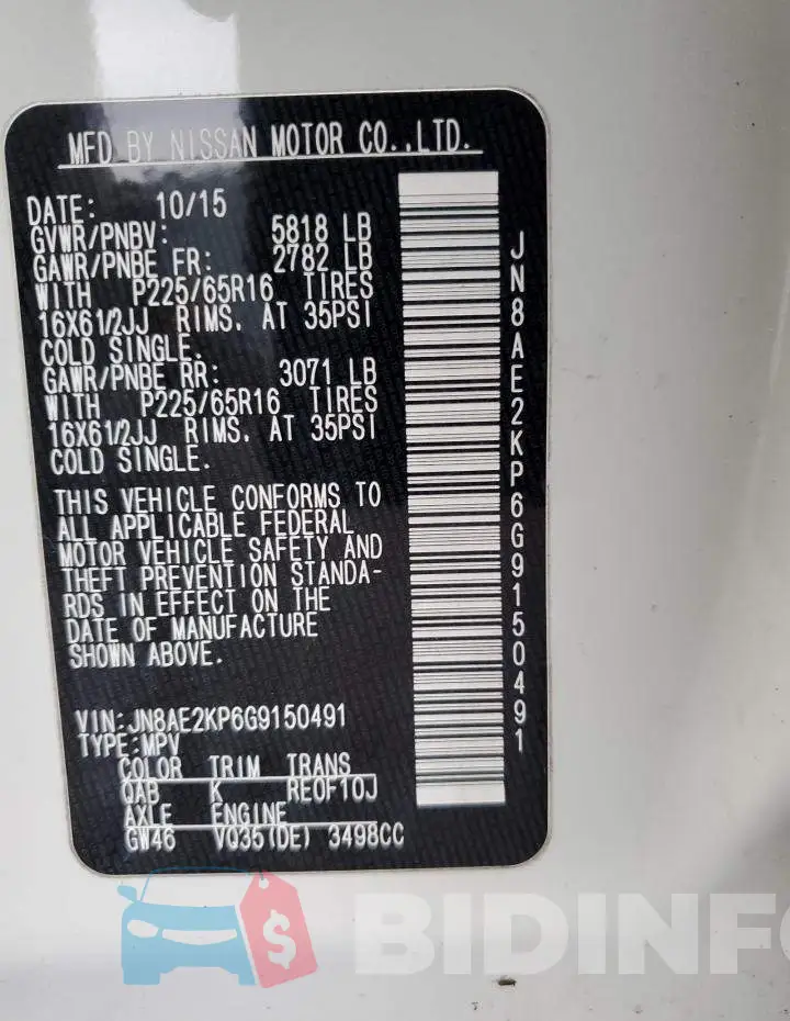 JN8AE2KP6G9150491 Photo# 12