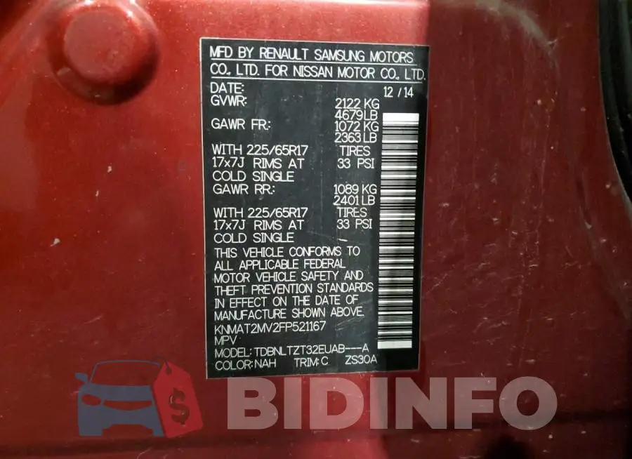 KNMAT2MV2FP521167 Photo# 12