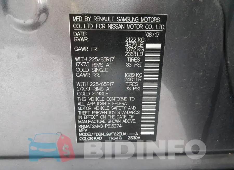 KNMAT2MV3HP616274 Photo# 12