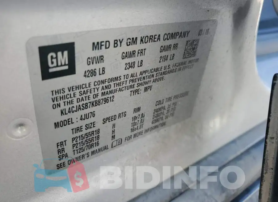 KL4CJASB7KB879612 Photo# 12