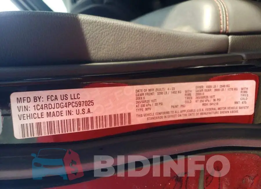 1C4RDJDG4PC597025 Photo# 13