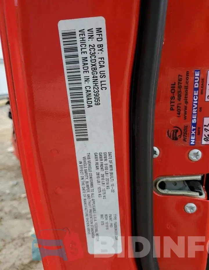 2C3CDXBG4NH239059 Photo# 13