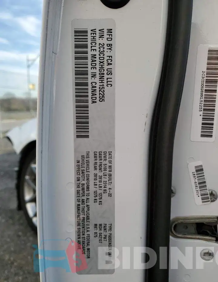 2C3CDXHG8NH152255 Photo# 12