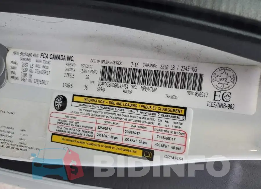 2C4RDGBG6GR147454 Photo# 13