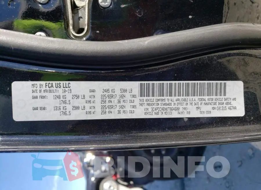 3C4PDCABXKT864600 Photo# 13