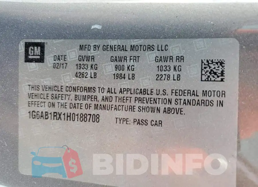 1G6AB1RX1H0188708 Photo# 13